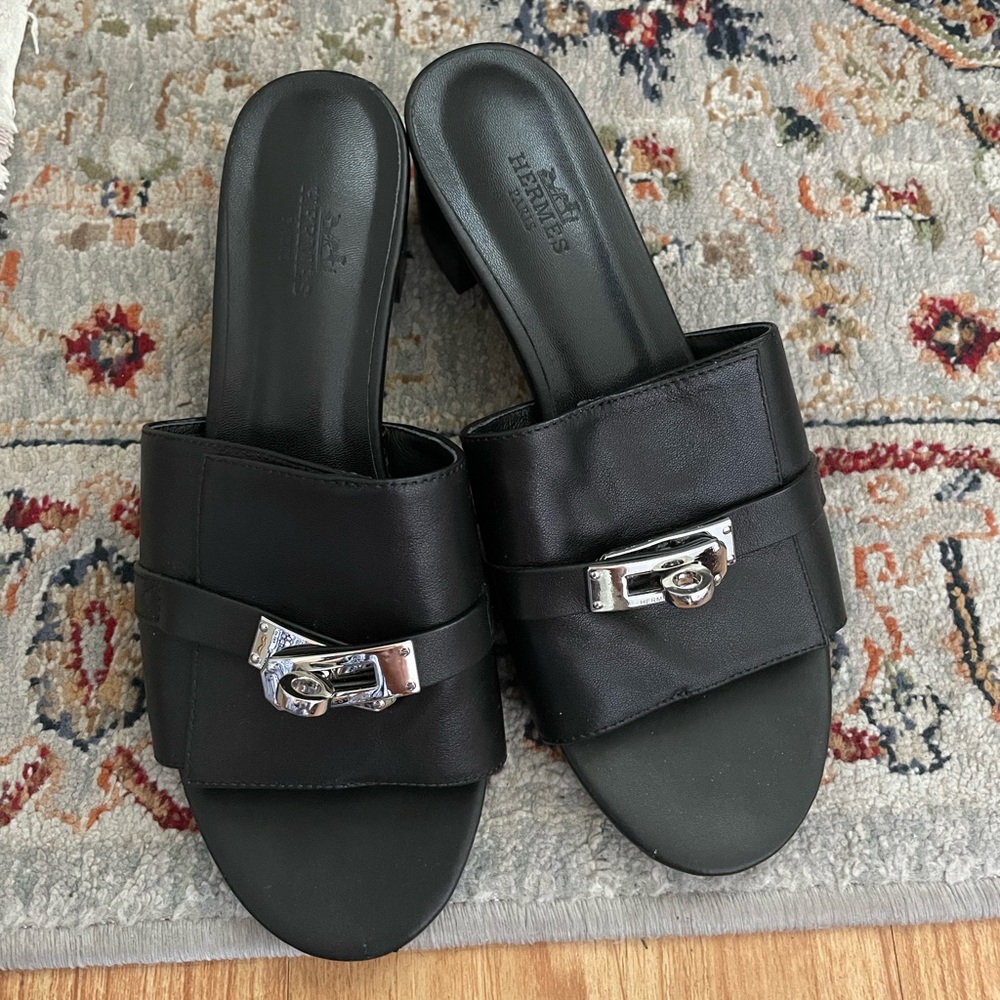 Black Leather Women's Shoes Sandals